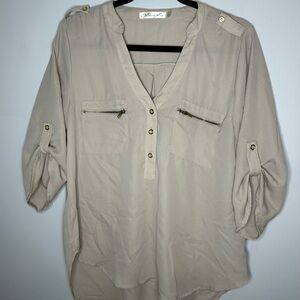 Liberty Love Tan Button-Up Blouse